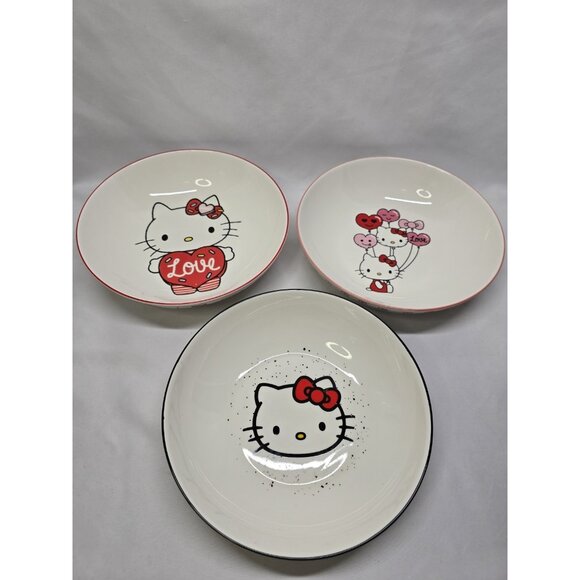 Hello Kitty Valentines & Casual Ceramic Dinner Bowls Sanrio Lot Of 3-See Info - Picture 1 of 16